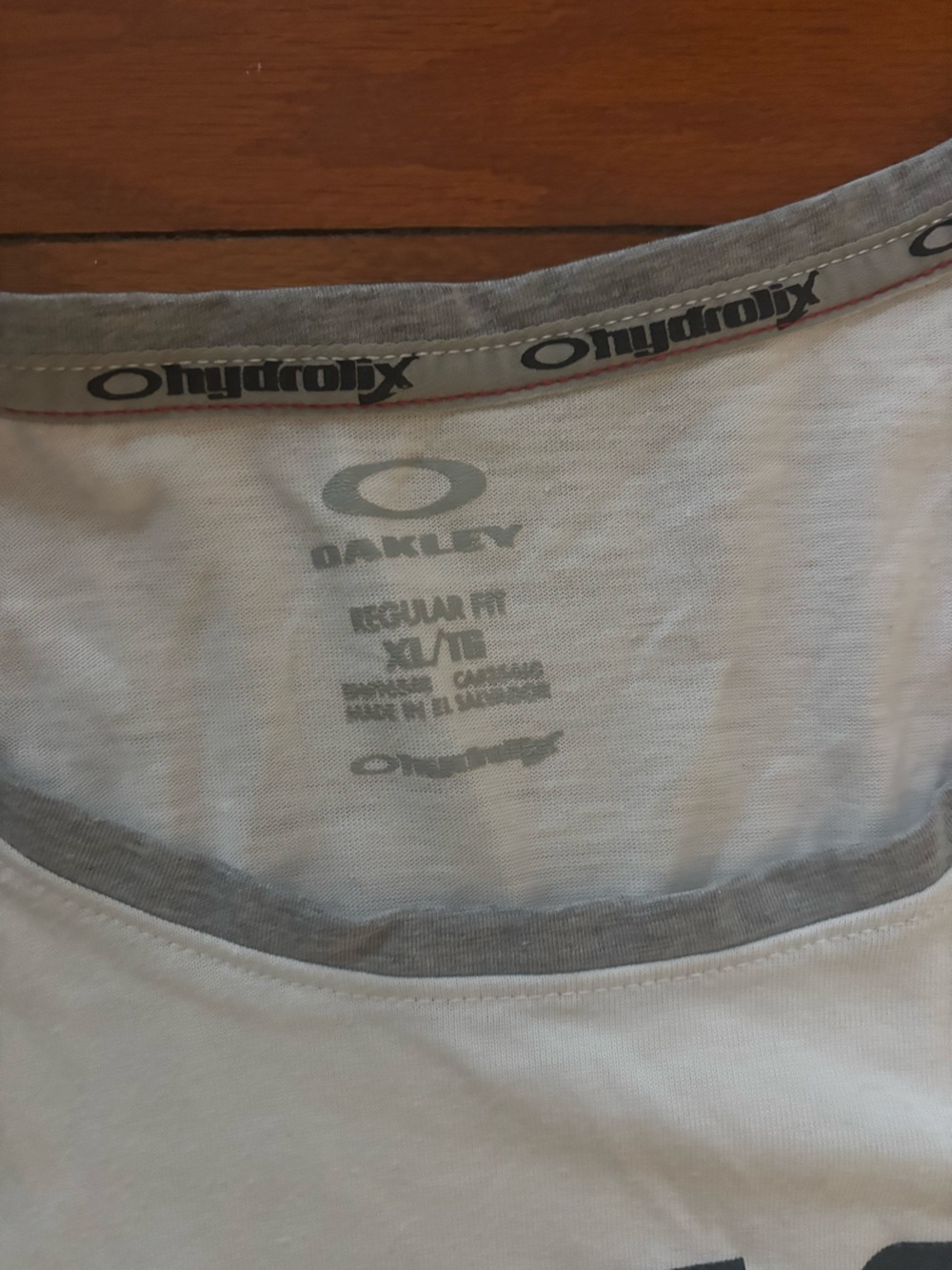 Oakley White Tank with Gray Trim and Navy Logo - Picture 2 of 3